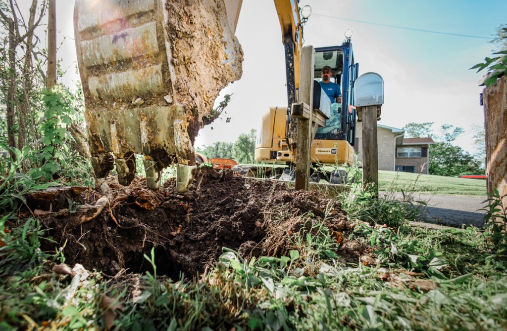 Photograph depicting water pipeline construction work in Microfton, AL captured for Kamstrup case study article.