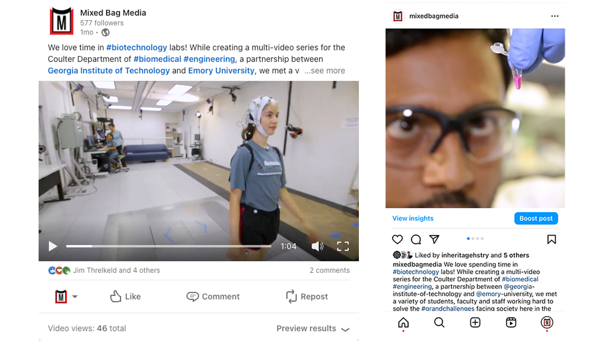 Examples of how visual content can be repurposed when posting on different social media platforms
