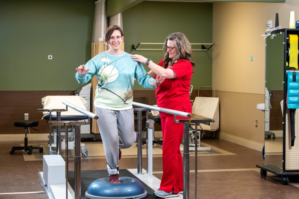 Physical therapist and patient at Morgan Medical Center